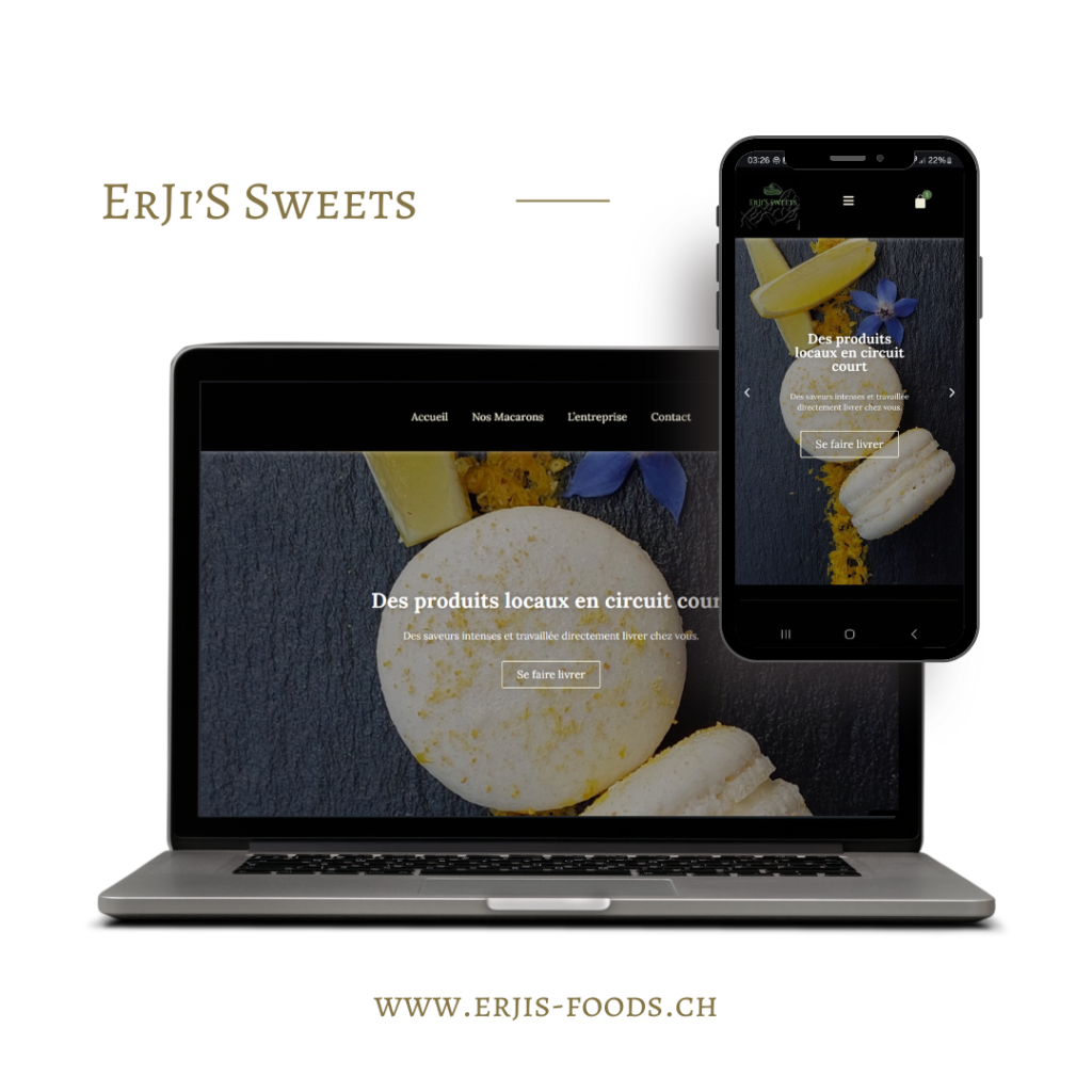 La boutique en ligne et le site web d'Erjis Sweets